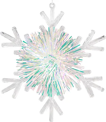 Produktbild von Deko Eiskristall Schneeflocke Hängedeko Ø15cm 3er-Set Weihnachtsdeko Transparent Glitzer, 3 Stück