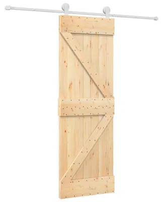 Image de Porte coulissante Naturel et Blanc 70 x 210 cm