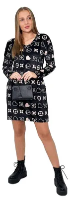 Produktbild von Samtkleid mit dekorativem Muster, schwarz
