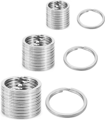 Imagen del producto de Llaveros de acero inoxidable, paquete de 30 unidades, en 3 tamaños (20/25/30 mm), para llaves y proyectos de bricolaje