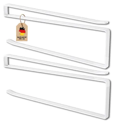 Produktbild von 2er-Set Papierrollenhalter Z-Form, Weiß, 26 x 1,1 x 10 cm – Unterbau ohne Bohren für Küchenrolle, Folie und Handtücher – Metall-Steckhalter für Regalboden, Küche und Vorratsraum