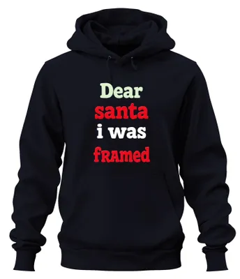 Obrázok produktu pre Dear santa i was framed funny christmas santa gifts uni hoodie hoodie, Navy, S