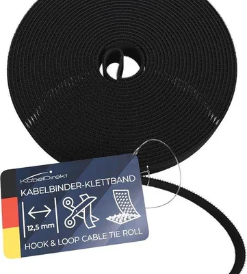 Produktbild von Kabelbindungen wiederverschließbar - 12,5 mm x 10m - Frei zu schneiden und wiederverwendbar, schwarz
