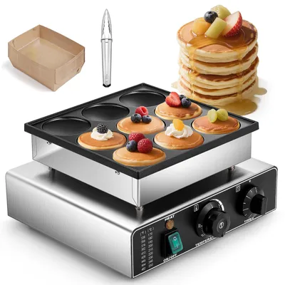 Pannenkoekenmaschine 9 Mulden, Antihaft, Edelstahl, 950 W