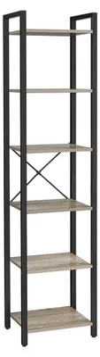 Obrázok produktu pre Knižnica – regál – drevotrieska a oceľ – prírodná farba/čierna – 30 x 40 x 187,5 cm