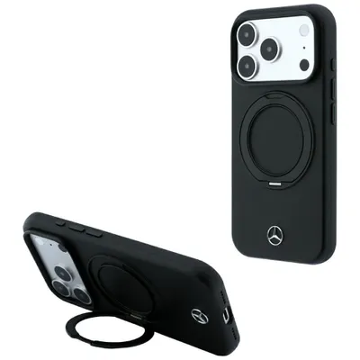 Obrázek produktu pro Pouzdro Mercedes-Benz s koženým držákem pro iPhone 18 Pro Max / 17 Pro Max, barva černá
