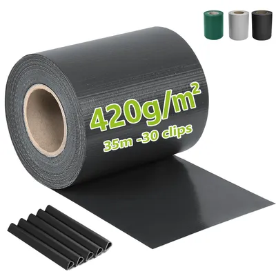 Produktbild von Ribelli Sichtschutzstreifen Garten Sichtschutz Zaun，Dunkelgrau/Hellgrau/Grün，PVC ca. 35 Meter x 19 cm inkl. 30 Clips, 420g/㎡