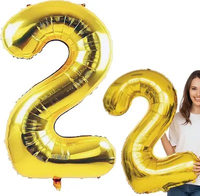 Zdjęcie produktu dla Balon Foliowy Na Urodziny Imprezy Cyfra Dwójka Dwa 2 Złoty Duży Xxl 100Cm