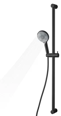 Immagine prodotto di Set doccia con asta da 90 cm, soffione con 6 getti, tubo flessibile da 1,6 metri, colore nero
