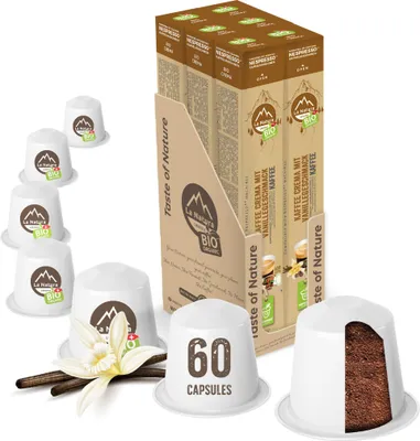 Produktbild von Kawa Crema Vanilla - 60 kapsułek kawy | La Natura Lifestyle Organic 306g| bio-based | kompatybilna z Nespresso®*³