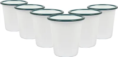 Produktbild von Argon Ta Weiße Emaille-Becher – 300 ml – Grün – 6 Stück