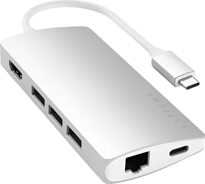 Produktbild von Satechi ST-TCMA2S, USB 3.2 Gen 1 (3.1 Gen 1) Type-C, Silber, MicroSD (TransFlash), SD, HDMI, RJ-45, USB 3.2 Gen 1 (3.1 Gen 1) Type-C, CE, FCC, USB