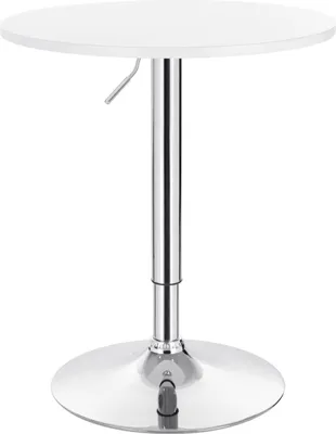 Immagine prodotto di Tavolo alto rotondo Happyment – Bianco – Regolabile in altezza 68–88 cm – Metallo/legno – Per interni – Cucina e soggiorno – 60×60 cm