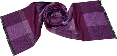 Produktbild von Schal Seidenflanell aubergine rosa kariert gestreift - sanft wie Kaschmir 100% Seide