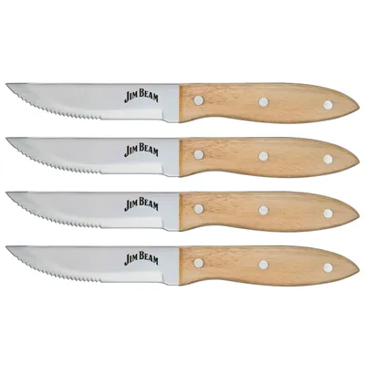 Produktbild von Jim Beam BBQ Steakmesser Set Edelstahl - Fleischmesser - Holzgriff 4 tlg.