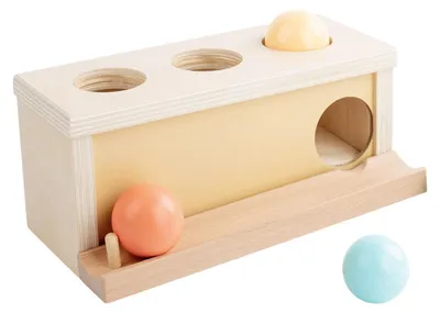 Imagen del producto de Juguete Montessori de madera para niños de 12 a 18 meses, con actividad de lanzamiento de bolas