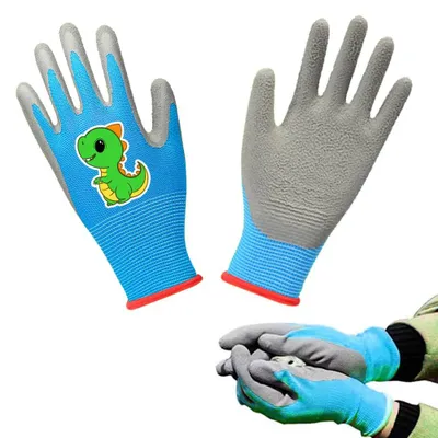 Productafbeelding van Tuinhandschoenen voor kinderen van 6-9 jaar, werkhandschoenen met een cartoonprint, beschermende handschoenen voor kinderen van 6-9 jaar.