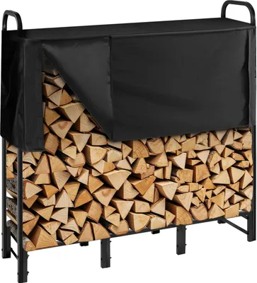 Immagine prodotto di Porta legna da ardere in metallo - Porta legna da ardere - Dimensioni 122 x 32 x 118 cm - Tubo quadrato - Portata 181 kg - Per veranda terrazzo giardino