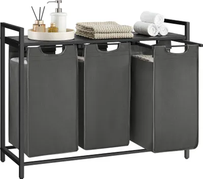 Produktbild von Kosz na Pranie 3-komorowy 38L z Półką Ciemnoszary Loft Wodoodporny