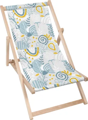 Obrázok produktu pre Dreamroots Skladacie drevené lehátko, bukové drevo do 130 kg, skladacie lehátko s 3-stupňovým nastavením sklonu operadla, Grey Floral Pattern