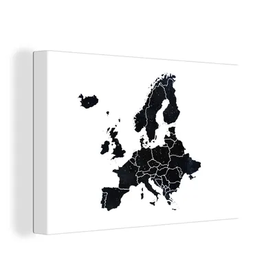 Produktbild von OneMillionCanvasses® - Leinwandbilder - 150x100 cm, Karte von Europa - Aquarellfarbe - Schwarz, Wandbilder Kunstdruck Wanddekoration