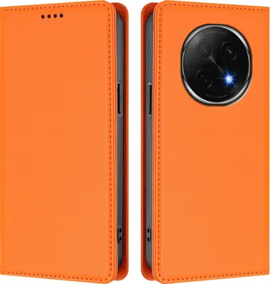 Immagine prodotto di Custodia in pelle per Oppo F29 Pro, custodia a libro magnetica in Finto cuoio con supporto, arancione