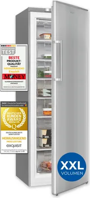 Produktbild von Exquisit Gefrierschrank GS280-HE-040D inoxlook | Nutzinhalt: 242 L | 4*-Gefrieren | Alarm-Funktion | Schnellgefrieren | Standgerät