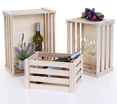 Productafbeelding van Houten Kisten Set - Decoratie Kisten - Opbergen Decoratie - Shabby Look - 3 Maten - Natuurlijk