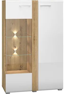 Produktbild von Vitrine FLORES FS03L castello eiche / weiß hochglanz
