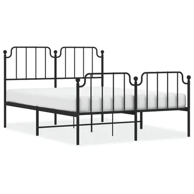 Image de vidaXL Cadre de lit avec tête et pied de lit en métal noir 135x190 cm
