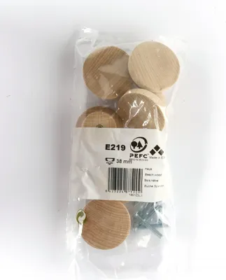 Produktbild von Satz mit 6 runden Möbelknöpfen aus Rohholz H.22 x B.39 x T.39 mm