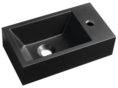 Productafbeelding van Sapho AMAROK wastafel, gemaakt van Gussmarmor, 40x22 cm, rechts, mat zwart