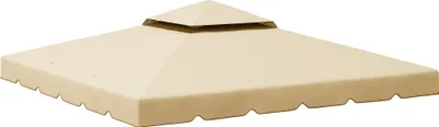Produktbild von Outsunny Ersatzdach für Doppeldach-Pavillon, 3 x 3 m, Ersatzabdeckung für Pavillon im Freien, Pavillon mit 8 Entwässerungslöchern, Beige