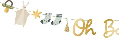 Produktbild von Oh Baby Girlande Banner aus Papier mit Quasten 2,5m gold Farbmix