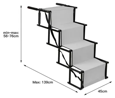 Produktbild von Hunderampe Treppe Auto - Klappbare Hunderampe - Für alle Fahrzeuge - Für kleine und große Hunde bis 75 kg - Sicherheitsrampe - PolyurethanMaterial - Hellgrau