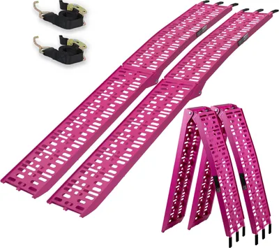 Produktbild von 2 x Alu Auffahrrampen klappbar 228 cm Traglast 680 kg pink gelocht Rampen Motorradrampen