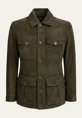 Produktbild von Lederjacke in Oliv – Klassischer Safari Stil - Größe: 3XL