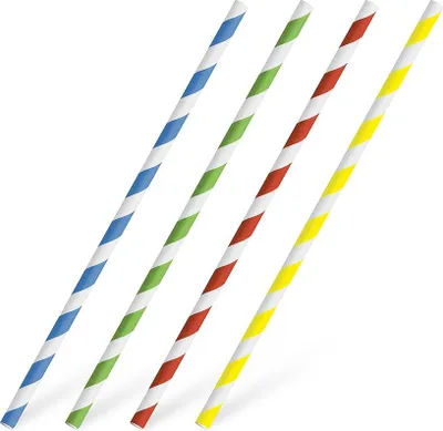 Produktbild von 25x Papiertrinkhalm Spirale bunt gemischt Ø6mm x 20cm