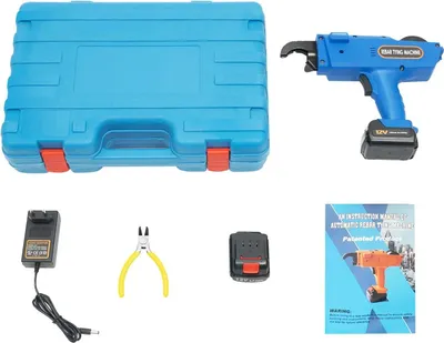 Zdjęcie produktu dla Zgrzewarka do zbrojenia - akumulatorowa zgrzewarka - 12 V 4500 mAh - drut zgrzewający 0,8 mm - długość węzła 300–500 mm - z ładowarką - niebieska