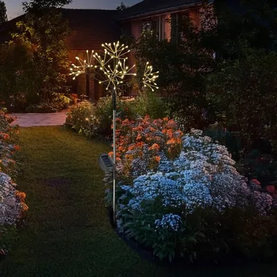 Produktbild von LED Solarstab Feuerwerk - Gartendeko - 80 warmweiße LED - H: 80cm - Lichtsensor - 8 Modi - schwarz