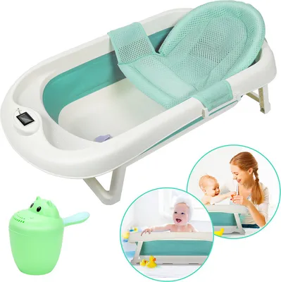 Immagine prodotto di Vaschetta per bambini Clanmacy Vaschetta portatile per bambini che non occupa spazio con tazza per shampoo, verde