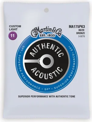 Obrázek produktu pro Martin Strings MA175PK3 Authentic SP 80/20 Bronze, balení po 3 kusech