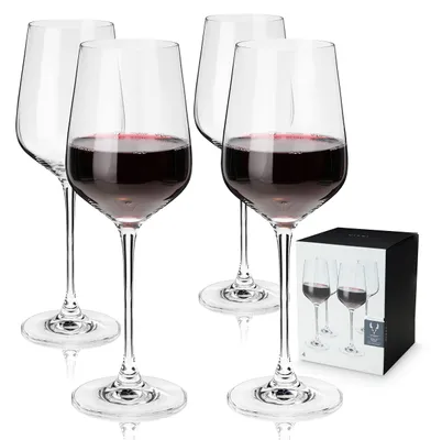 4 Bordeaux-Weingläser, bleifreies Kristall, 21 oz, Set