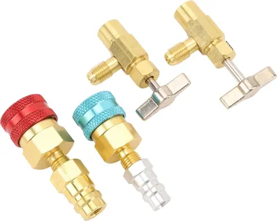 Productafbeelding van R1234YF-snelkoppelsysteem, zelfdichtend, kan worden gebruikt met hoog- en laagdrukadapters voor het omzetten van 1234yf naar R134a, geschikt voor het opladen van airconditioningsystemen in auto's
