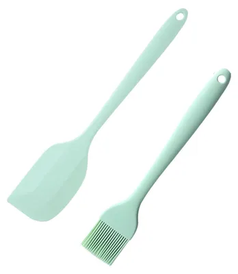 Produktbild von 2 Stück Teigschaber Set Silikon Spachtel Silikonbürste 315℃ hitzebeständiger Antihaft Flexibler Nahtloser Teigschaber und Küche Pastry Brush mit Nylonkern für Kochen und Backen (Aqua Sky)