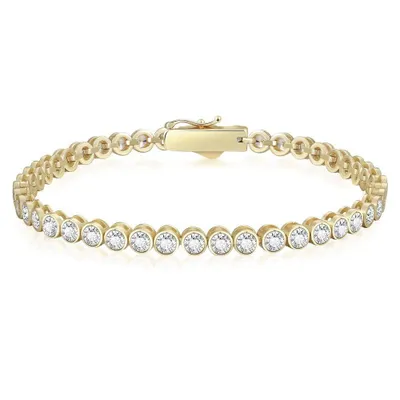 Produktbild von Tennisarmband Funkelndes Damen Tennisarmband CZ 925 Sterling Silber 18K Gold