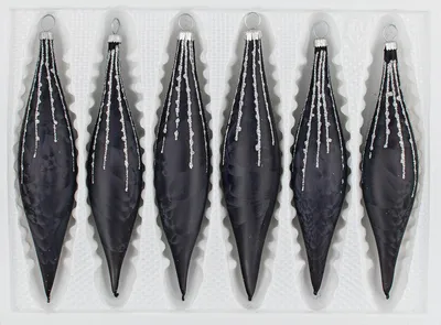 Produktbild von 6 tlg. Glas-Zapfen Set in "Ice Schwarz Silber" Regen