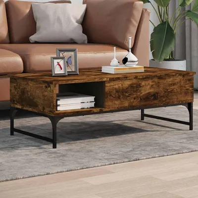 Obrázek produktu pro Konferenční stolek 100 x 50 x 35 cm kompozit a kov Kouřový dub