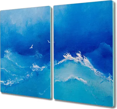 Produktbild von Coloray Hackbrett Küchenbrett Kochplattenabdeckung Schneidebrett Herdabdeckplatte 2x30x52 cm - Seevögel Himmel Wellen