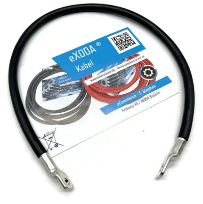 Zdjęcie produktu dla Kabel baterii Exoda, 25 mm², 50 cm, złącza M6 i M8, czarny, elastyczny, 99% miedź